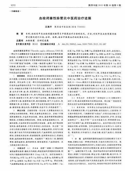 血栓闭塞性脉管炎中医药治疗进展