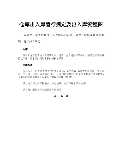 仓库出入库管理规定及流程图 3页
