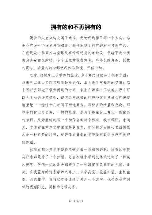 拥有的和不再拥有的_高二作文_21