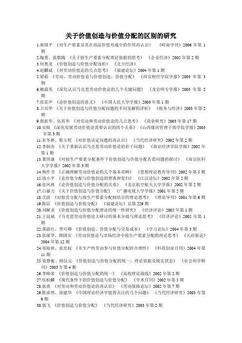 S0401014研究现状价值创造与价值分配的区别