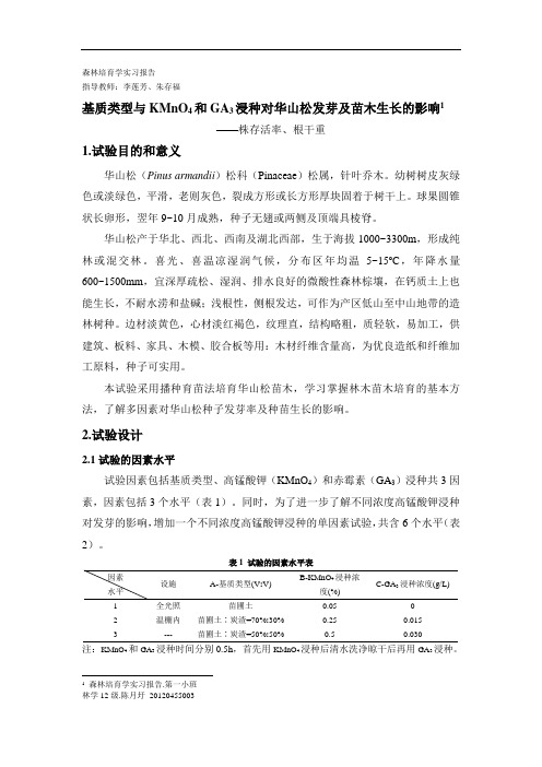 华山松苗木培育指标分析讲解
