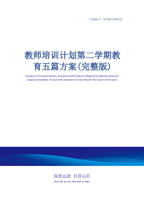 教师培训计划第二学期教育五篇方案(完整版)