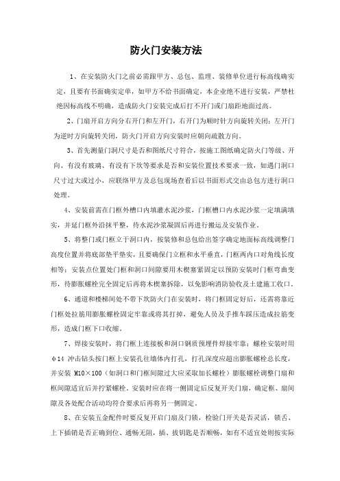 防火门现场安装规范