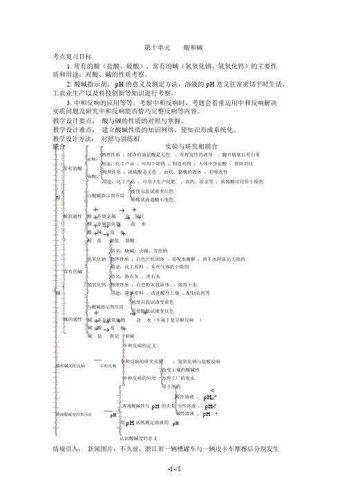 九级化学下册：第十单元酸和碱复习学案(人教新课标版)