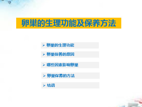 卵巢的生理功能及保养方法PPT课件