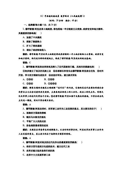 6.2中兴埃及的改革同步练习(人民版选修1)