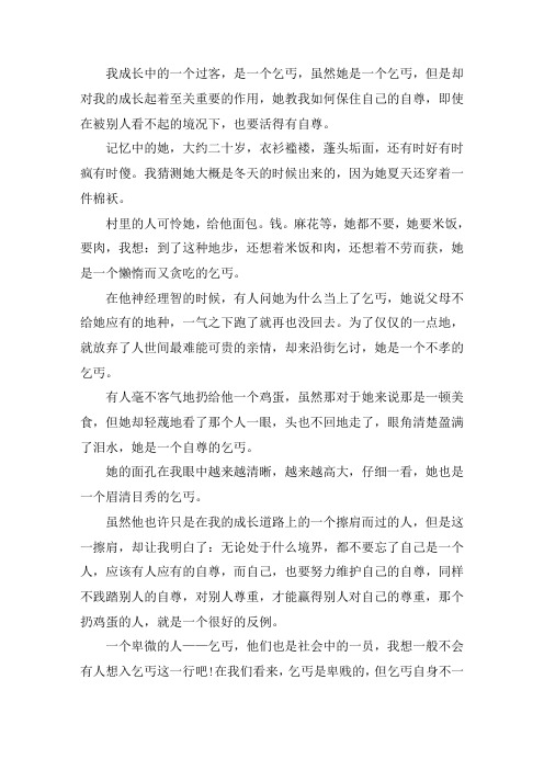 最新关于乞丐的初中作文素材5篇精选