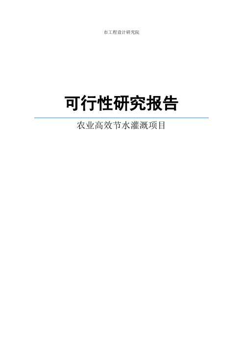 农业高效节水灌溉项目可行性研究报告