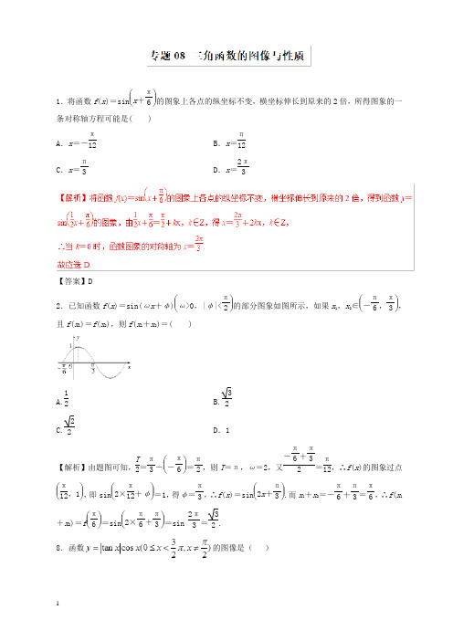 2019年高考数学(文)：专题08-三角函数的图像与性质(仿真押题).doc