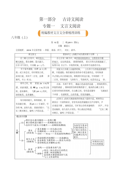 部编语文八年级(上)文言文知识点考点梳理训练附解析