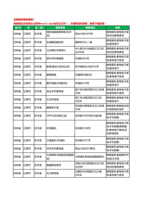 2020新版吉林省辽源市东丰县数码商城工商企业公司商家名录名单黄页联系方式大全40家