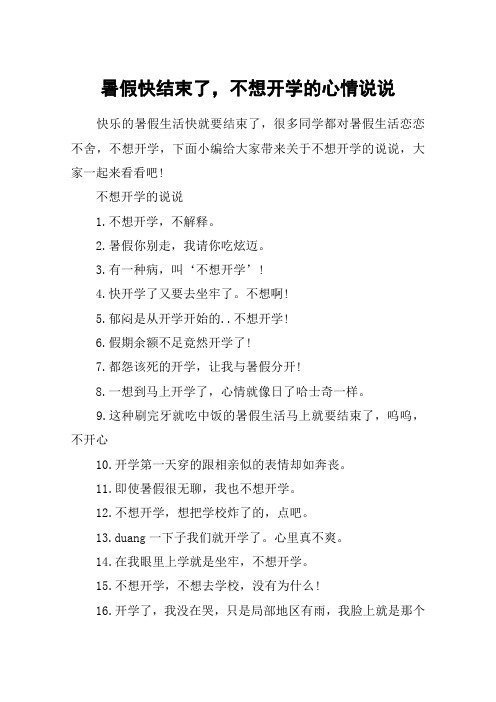 暑假快结束了,不想开学的心情说说