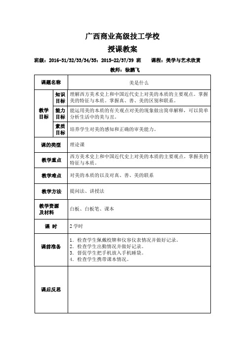 教案  美学与艺术欣赏  人大版 第一课