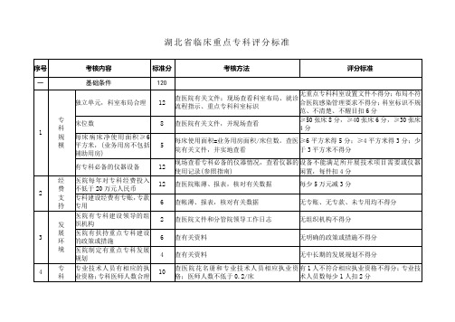 湖北省省级临床重点专科评分标准