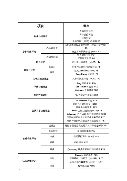 康复治疗评定量表(WHO认证)
