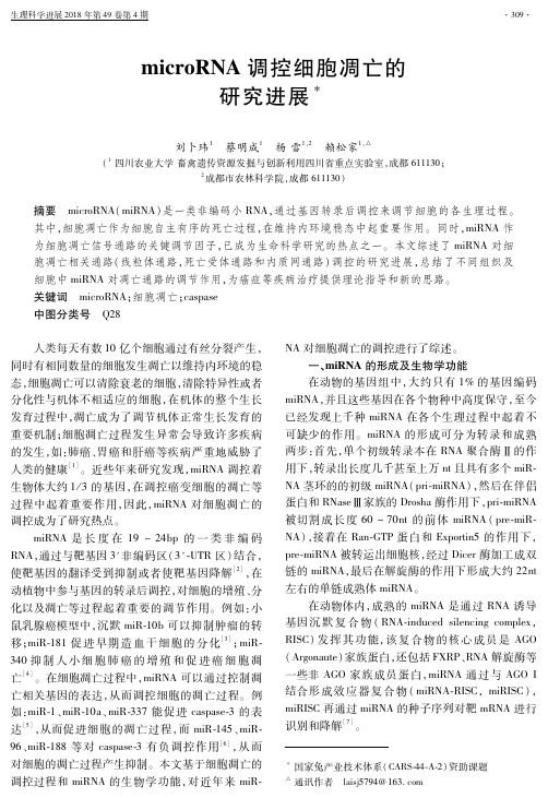 microRNA调控细胞凋亡的研究进展