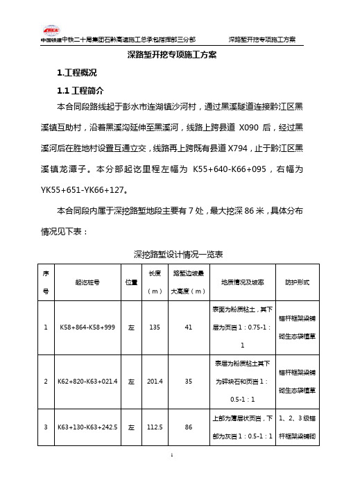 X高速公路深挖路堑施工专项方案