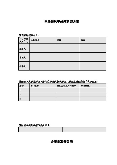 电热鼓风干燥箱验证方案资料