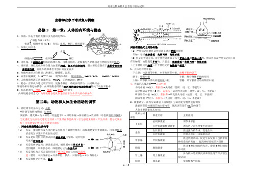 高中生物必修3会考复习总结提纲