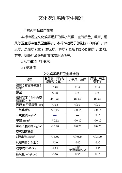 文化娱乐场所卫生标准