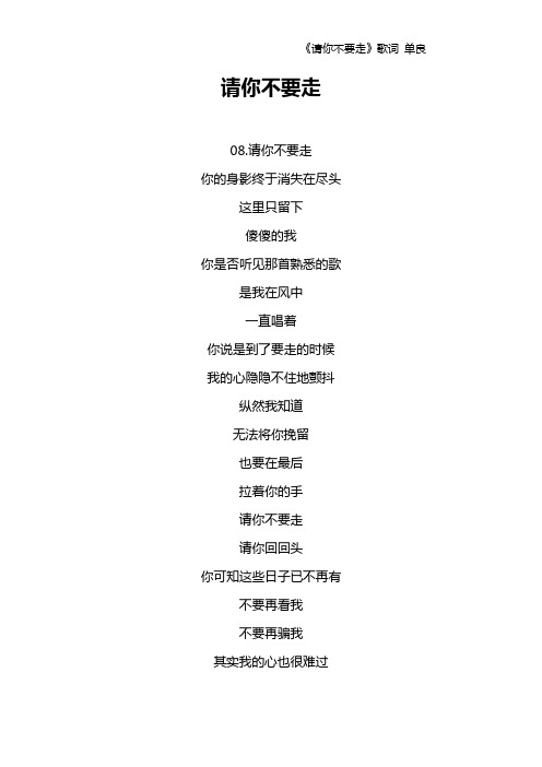 《请你不要走》歌词 单良
