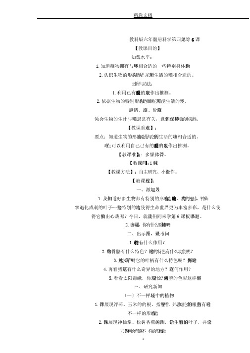 教科版科学六年级上册《四生物的多样性6.原来是相互关联的》教学设计14