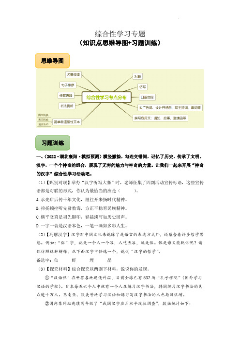 中考语文专题4综合性学习专题训练(解析版)