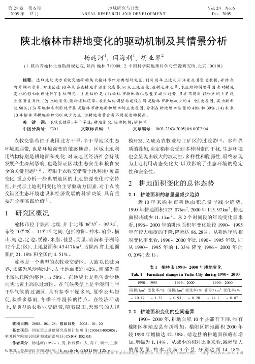 陕北榆林市耕地变化的驱动机制及其情景分析