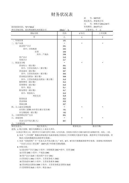 统计局财务报表