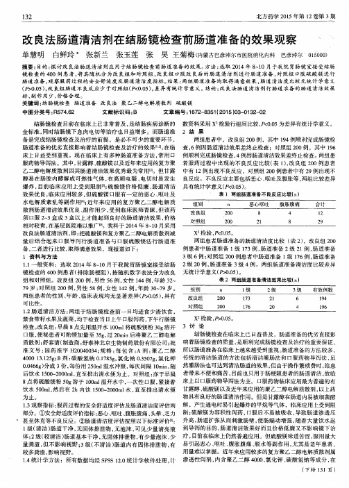 改良法肠道清洁剂在结肠镜检查前肠道准备的效果观察