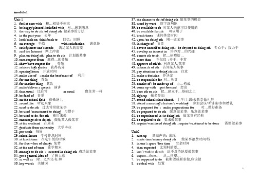 高中英语短语表 模块一至模块十 译林版M1-M10.doc