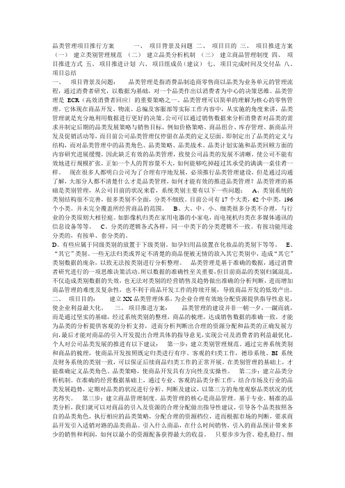 品类管理项目推行方案
