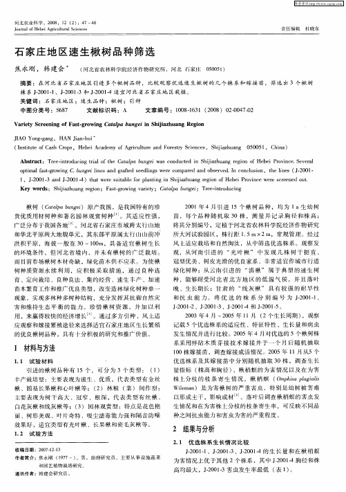 石家庄地区速生楸树品种筛选