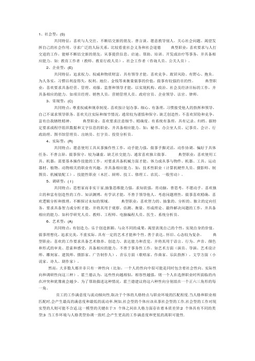 霍兰德六种类型解析