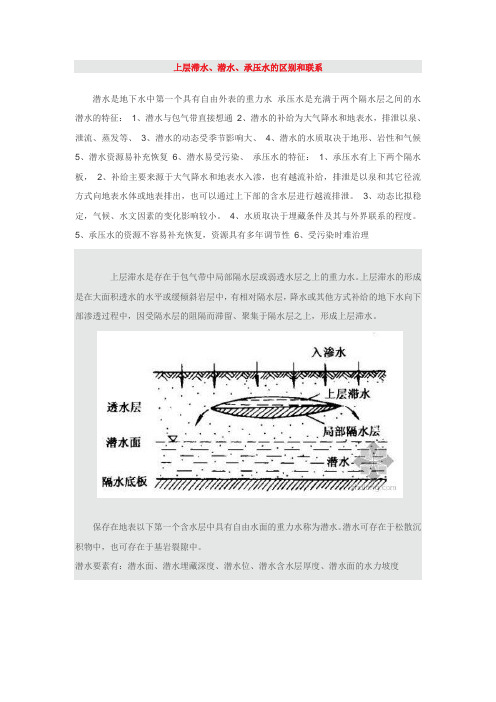 上层滞水潜水承压水的区别和联系e