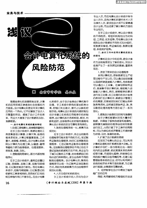 浅议会计电算化系统的风险防范