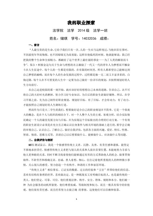 法律职业生涯规划期末作业