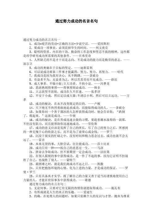 通过努力成功的名言名句 