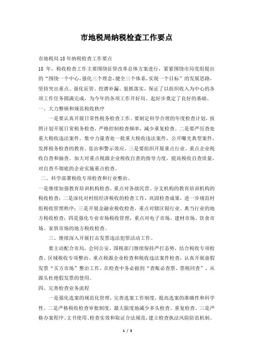 市地税局纳税检查工作要点