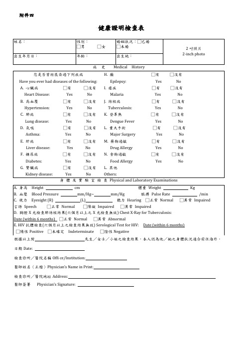 健康证明检查表