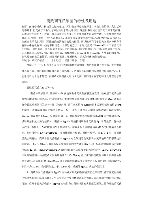 腐败西瓦氏细菌的特性及用途