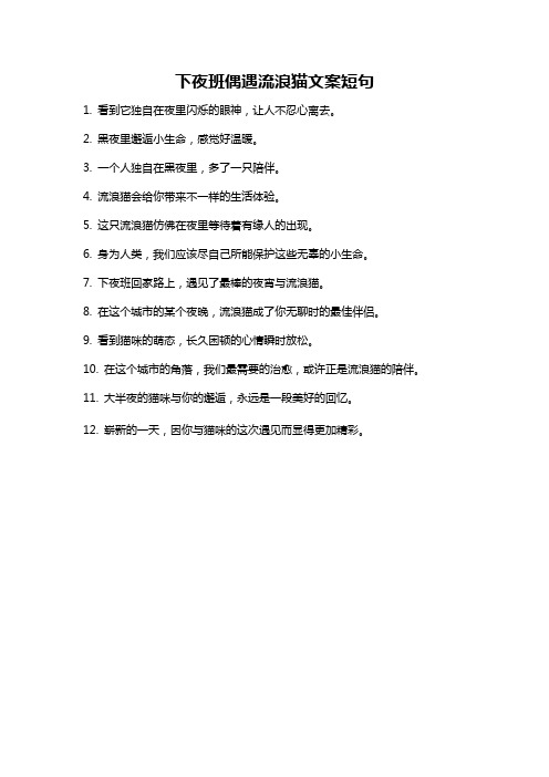 下夜班偶遇流浪猫文案短句