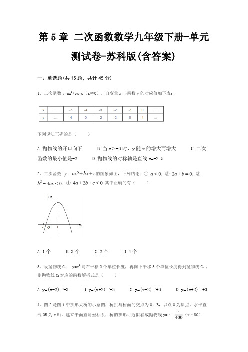 第5章 二次函数数学九年级下册-单元测试卷-苏科版(含答案)