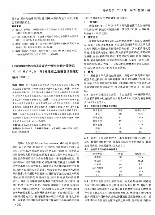 门急诊输液中药物不良反应分析与护理对策研究