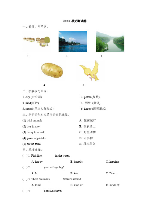 新陕旅版英语五下 Unit 4 He Lives in a Village单元测试卷