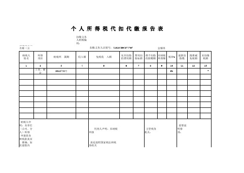 个人所得税代扣代缴报告表