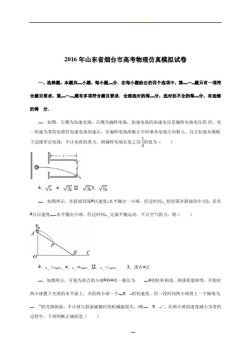 山东省烟台市2016届高考物理仿真模拟试卷(解析版)