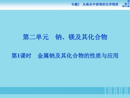 2018_2019年高中化学专题二从海水中获得的化学物质第二单元钠镁及其化合物第1课时金属钠及其化合