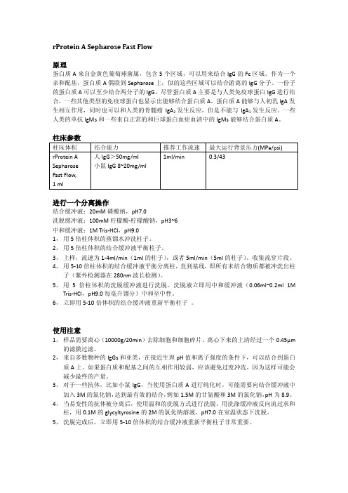 rProtein A层析填料说明书