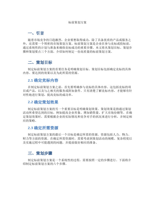 标前策划方案